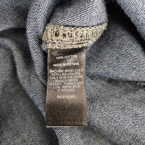 Express Denim Shift Shirt Dress Dark Wash Long Sleeve Button V Neck Large - Picture 7 of 7